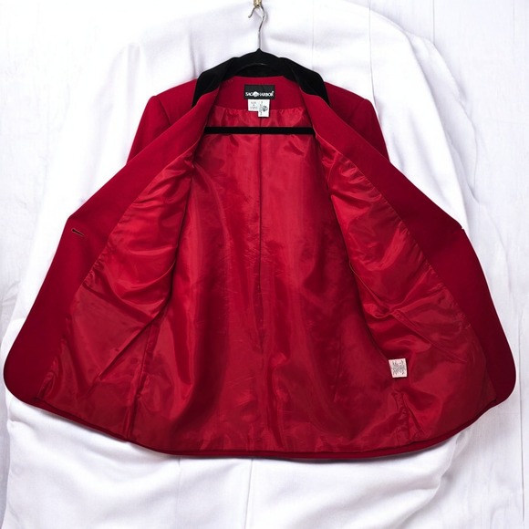Sag Harbor Wool Blazer Velvet Collar Red Career Jacket Woman Size 8 Career‎ Wear - Picture 8 of 10